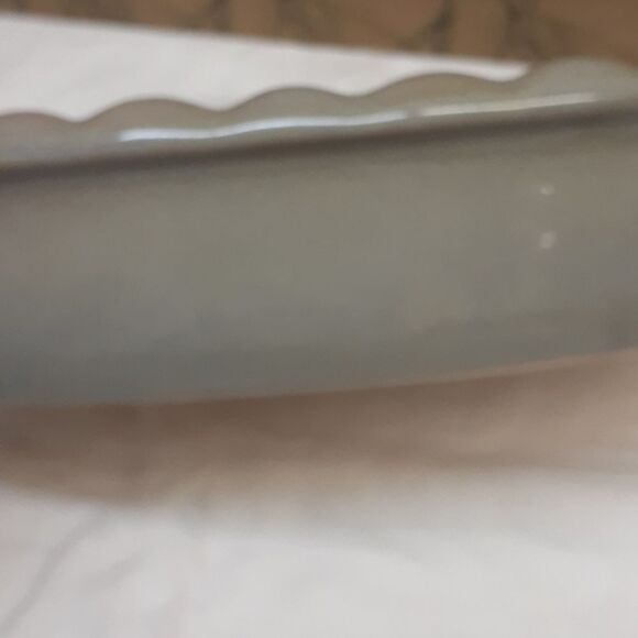 Ceramic Gray Decorative Display Bowl Embossed Textured Fruit Bottom - Picture 3 of 8